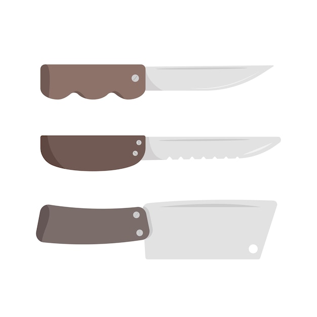 Cooking utensils kitchenware icons isolated on a white background knives Flat design vector