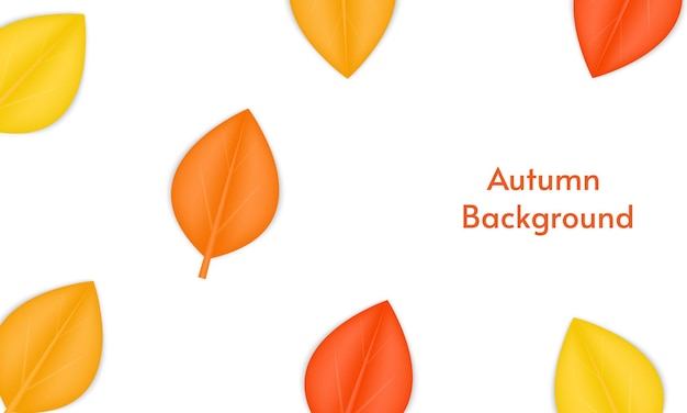 Vector cool autumn background with realistic leaves on white background illustration with 3d leaflets