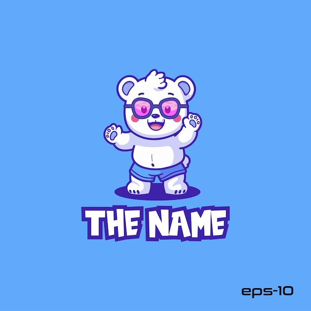 Cool bear wearing glasses and short jeans character vector illustration eps 10 mascot logo cute