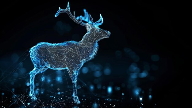 Vector cool blue color hologram polygon shape of deer