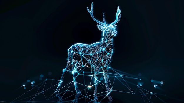 Vector cool blue color hologram polygon shape of deer