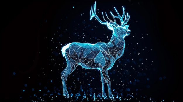 Vector cool blue color hologram polygon shape of deer