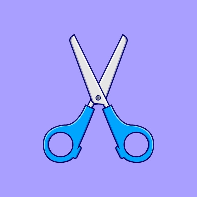 Cool blue scissors vector flat illustration