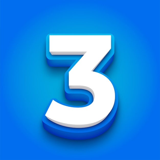 Cool Blue and White Number 3 Design with Stunning Blue Background