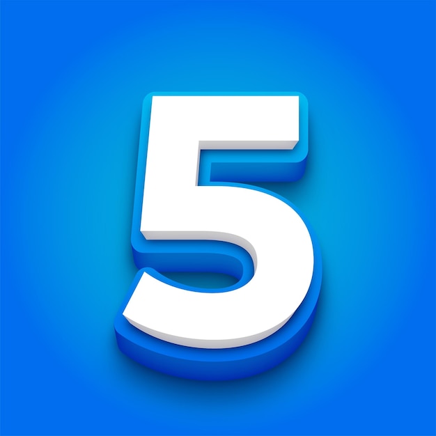 Cool Blue and White Number 5 Design with Stunning Blue Background