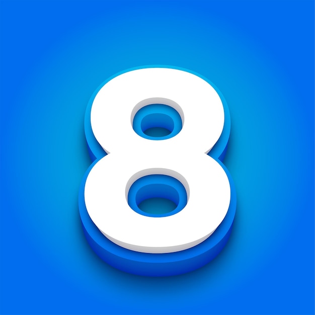 Cool Blue and White Number 8 Design with Stunning Blue Background