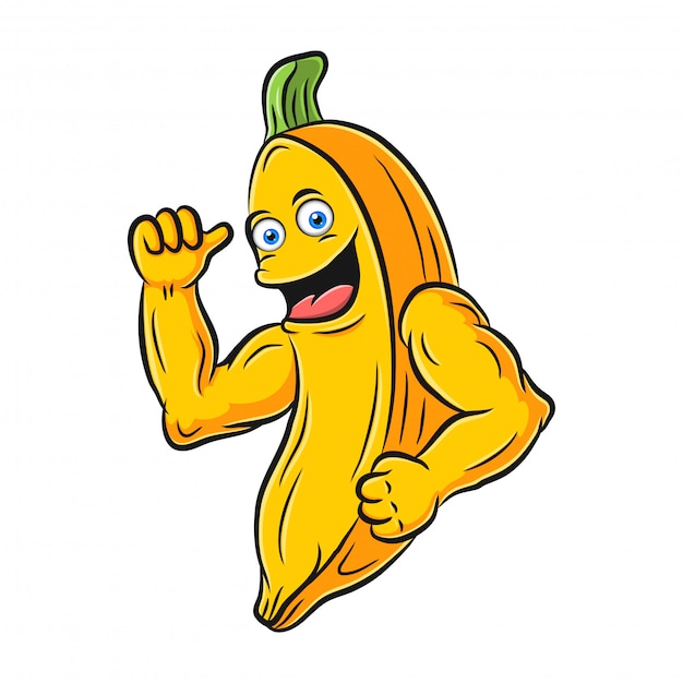 Cool cartoon bananas with muscles