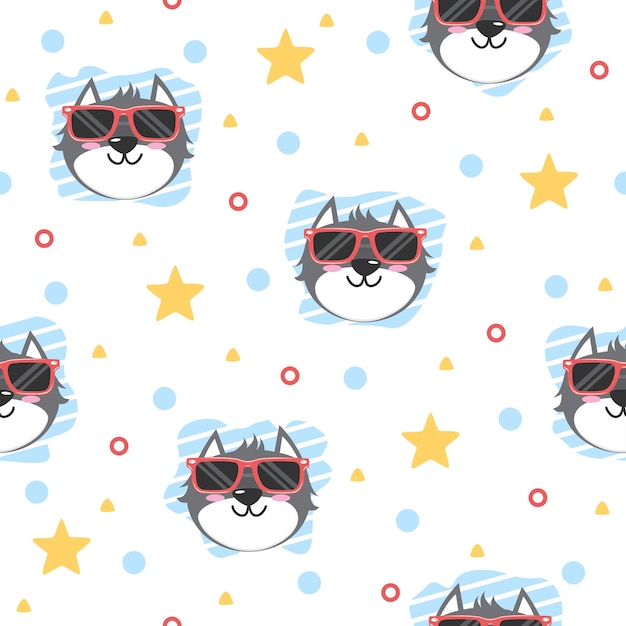 Vector cool cat cartoon trendy pattern background concepts