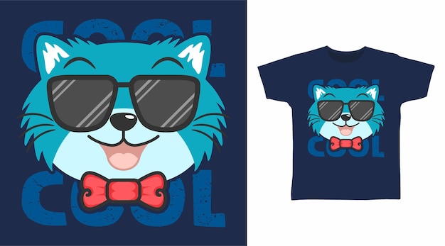 Cool cat with glasses tshirt design