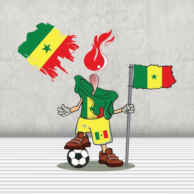 Cool character illustration of world cup qatar Senegal national team for your tshirts and products