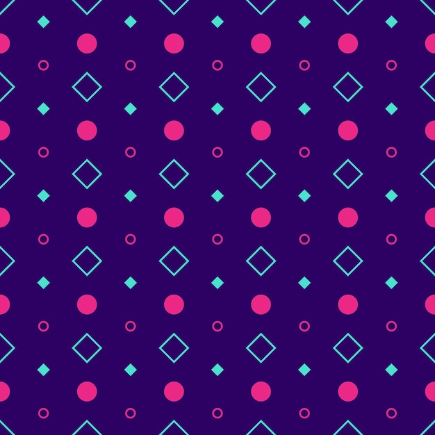 Cool contrasting geometric pattern with pink turquoise ellipses rhombuses Colorful seamless texture