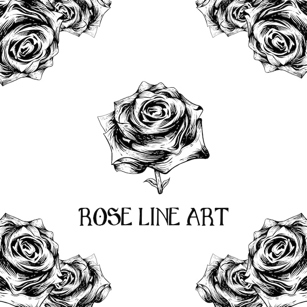 a cool decorative flower line art