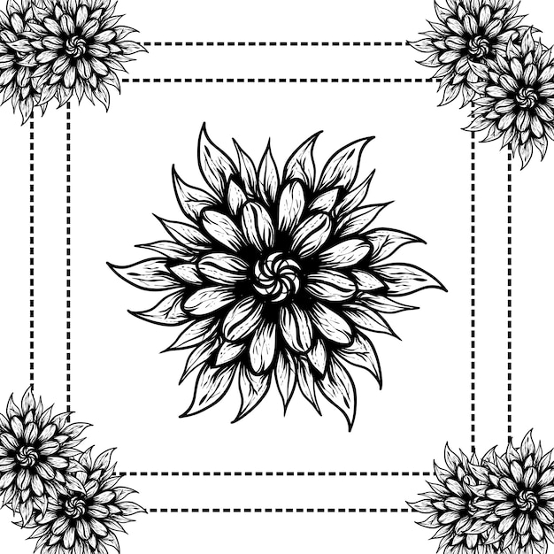 a cool decorative flower line art