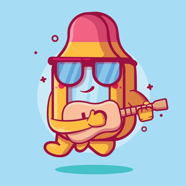 cool digital thermometer character mascot playing guitar isolated cartoon in flat style design