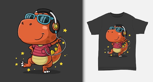 Cool dinosaur dancing with tshirt design