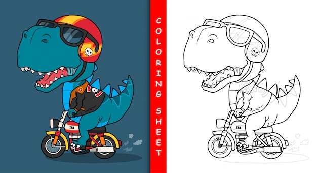 Cool dinosaur riding a motorcycle