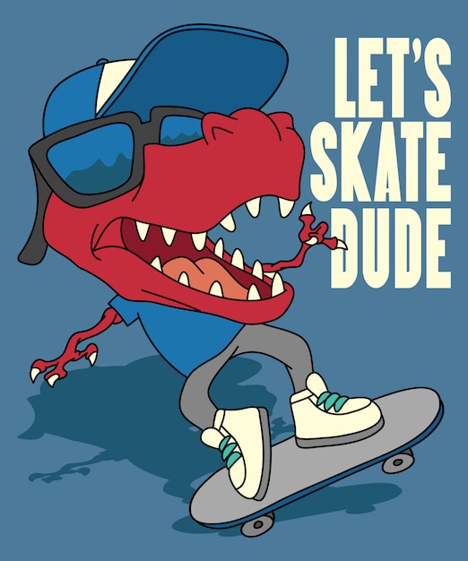 Cool dinosaur skateboarding 