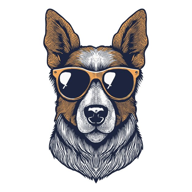 Vector cool dog with brown sunglasses illustration