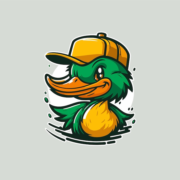 Cool duck or goose character logo mascot icon for branding in cartoon vector