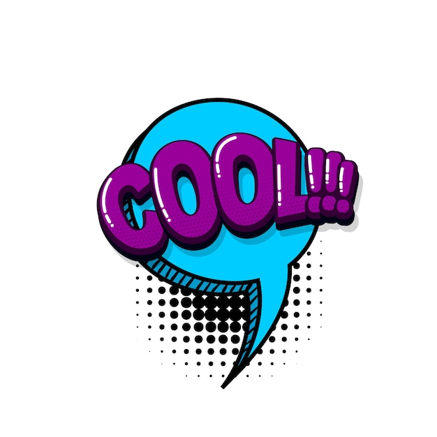 Cool fashion comic text sound effects pop art style Vector speech bubble word cartoon