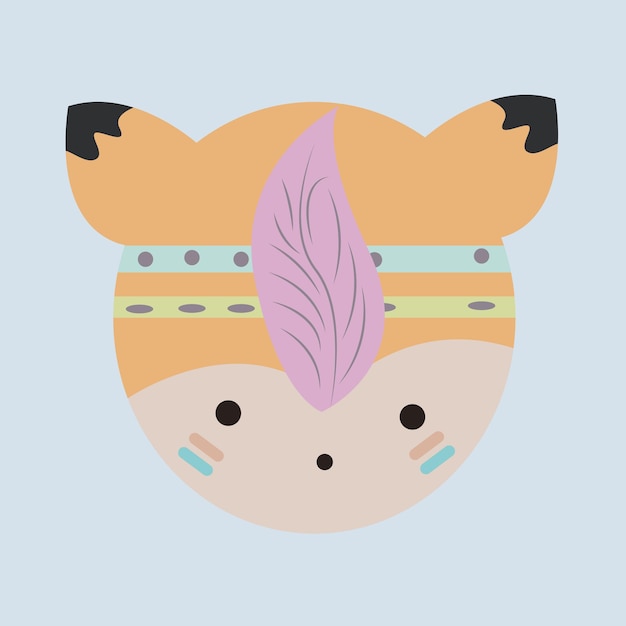 Cool fox face in the style of an Indian Design for a children's brand or textiles