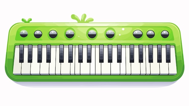 Vector cool and funny green midi keyboard in cartoon style