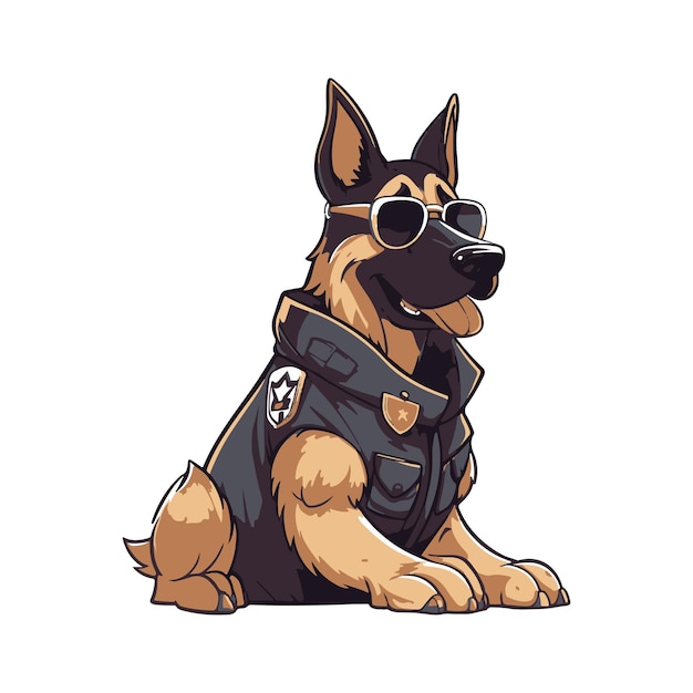 cool german shepherd police dog as a cartoon vector