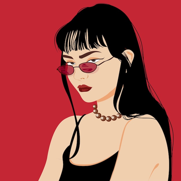 Cool girl vector portrait