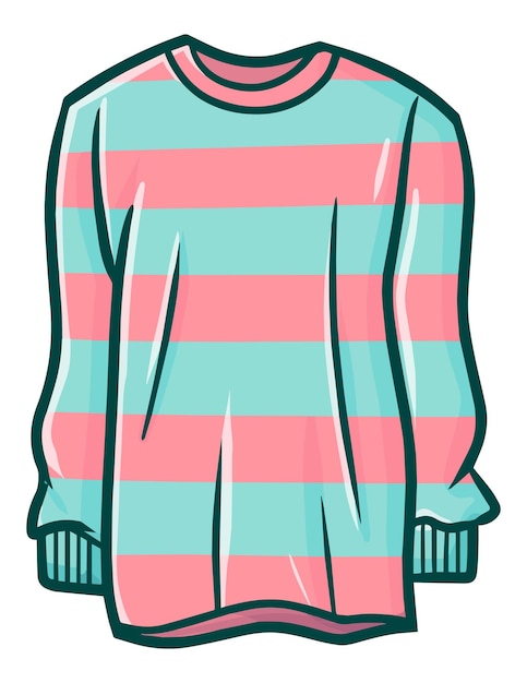 Cool green pink stripes long shirt cartoon illustration