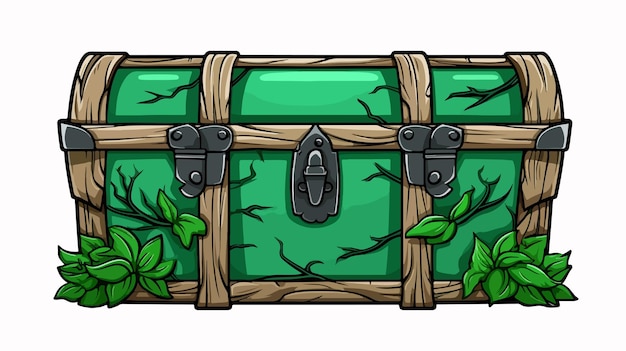 Cool Green Trunk in Doodle Style Vector Illustration