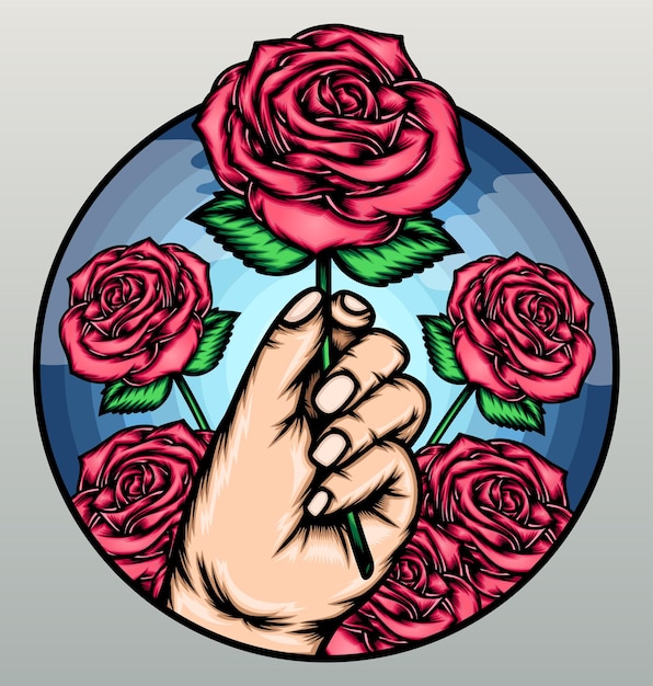 Cool hand holding rose. 