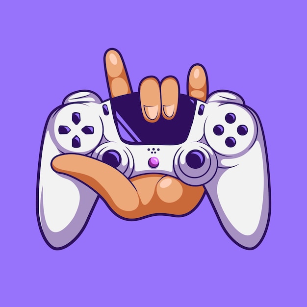 Cool hand and stick controller art illustration