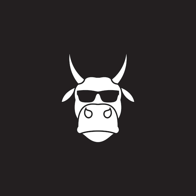 Cool head cow with sunglasses logo symbol icon vector graphic design illustration idea creative