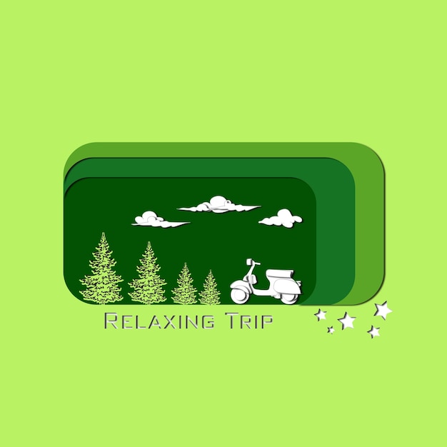 Cool illustration Travel in paper cut style Simple illustration in light dark colors