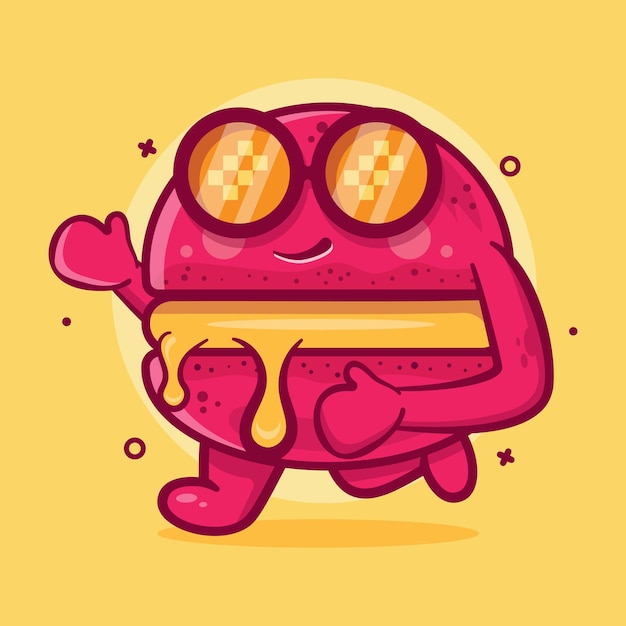 cool macaron bakery character mascot running isolated cartoon in flat style design