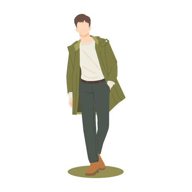 Cool man posing in stylish casual outfits illustration