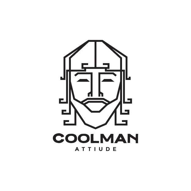 Cool man with long hair unique logo design vector graphic symbol icon illustration creative idea