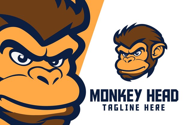 Vector cool monkey head mascot logo with icon badge emblem and ape animal template for sports and esports