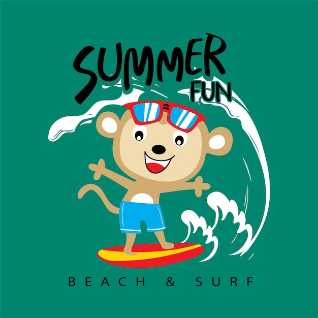 Cool monkey surfing vector design