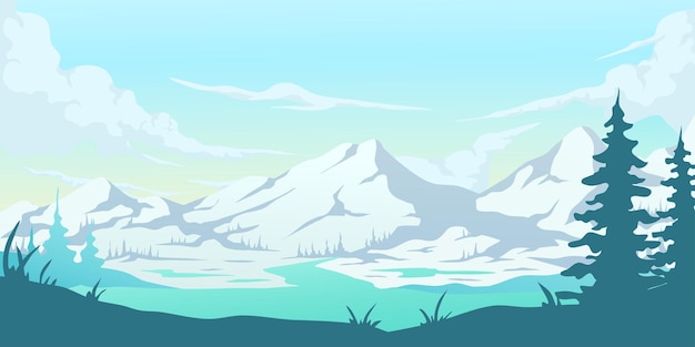 Cool mountain scenery background illustration