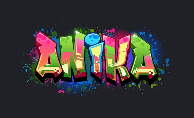 A cool name design in genuine wildstyle graffiti art style of the name Anika