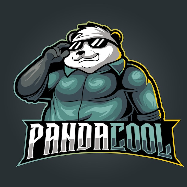 Cool panda mascot logo illustration