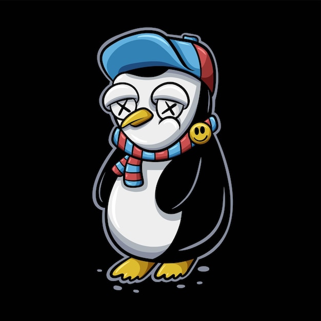 Cool penguin streetwear cartoon