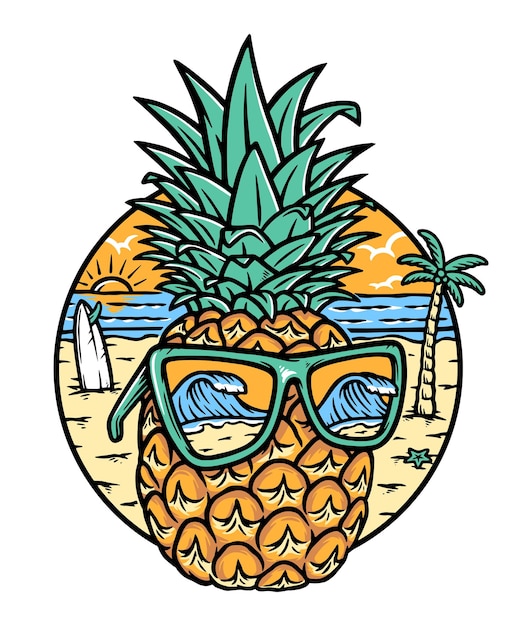 Cool pineapple on the beach