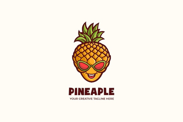 Cool Pineapple Summer Mascot Character Logo Template