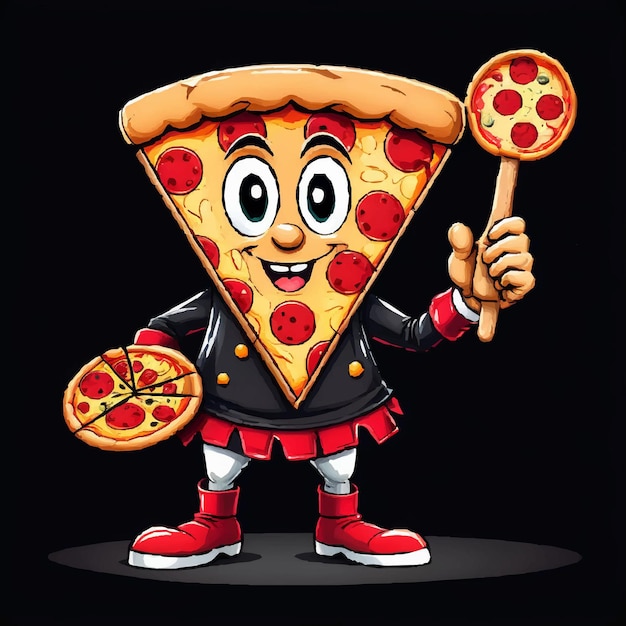 Vector cool pizza characters in sneakers and various poses trendy retro groovy style