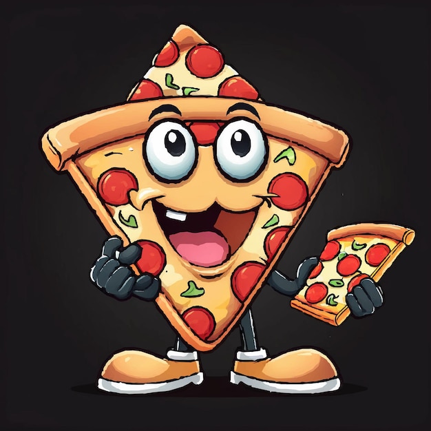 Vector cool pizza characters in sneakers and various poses trendy retro groovy style