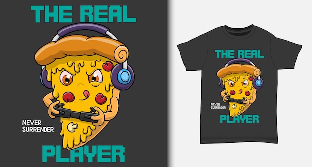 Cool pizza gamer with tshirt design