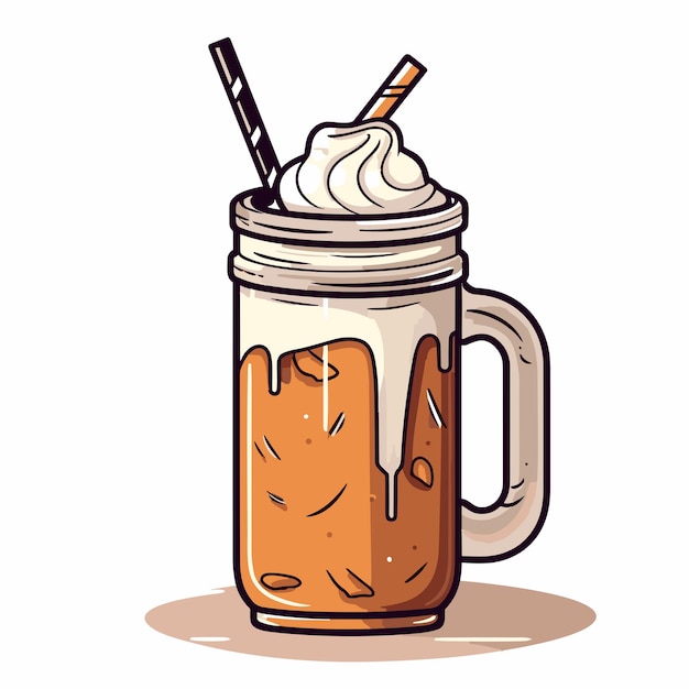 Cool and refreshing ice coffee mug clipart in cartoon style