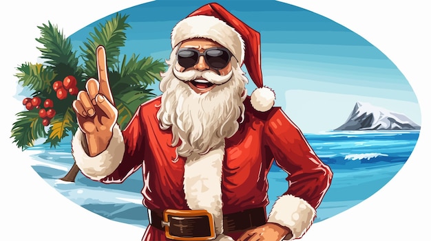 Vector cool santa claus cartoon in sunglasses